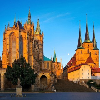 Erfurt Cathedral and Severi Church in early morning light