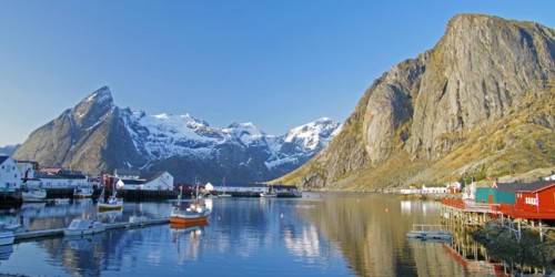 Rorbuer and fishing boats