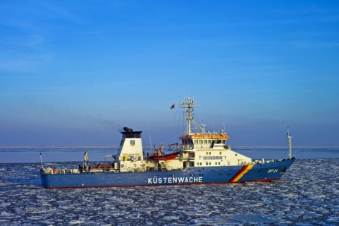 Coastguard vessel on the Lower Elbe near Cuxhaven