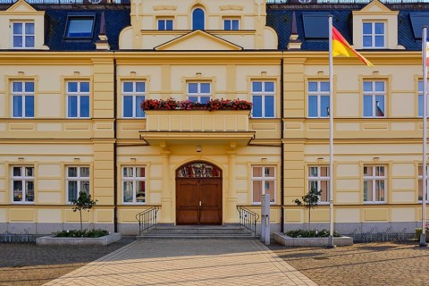 The Demmin town hall on the market square