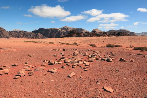 Desert landscape in Wadi Rum