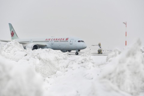 Air Canada in winter with snow