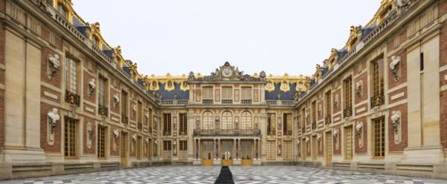 Marble courtyard Cour de Marbre with the oldest part of the Chateau de Versailles