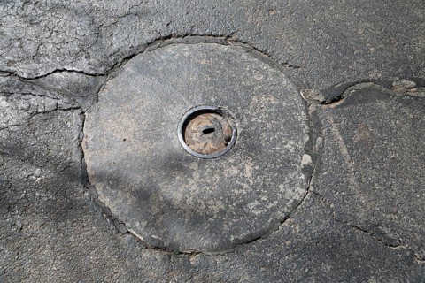 Manhole cover in Williams on Route 66. Williams