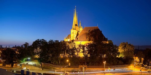 Severi Church and Erfurt Cathedral in the evening