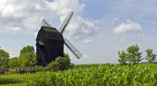 Old historic trestle windmill