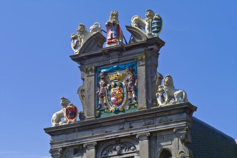 Gable of the West Frisian Museum on de roode Steen square in Hoorn