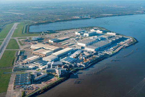 Aerial view Airbus Werke Hamburg Finkenwerder