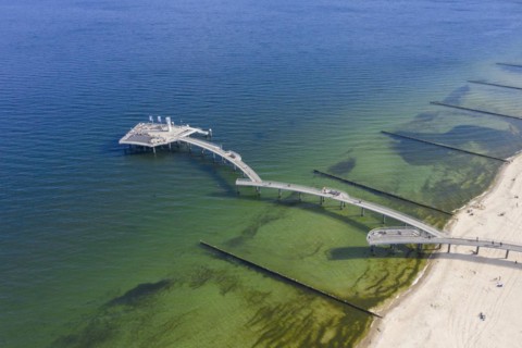 Aerial view over Koserow Pier