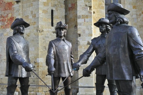 Statue of dArtagnan and The Three Musketeers at Condom