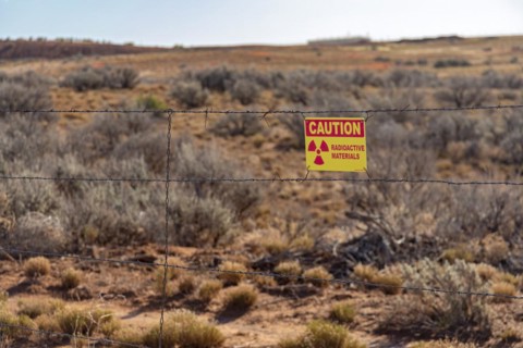Ponds with radioactive waste at the Energy Fuels Resources White Mesa Mill