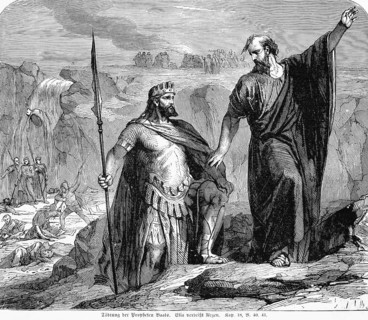 Killing of the prophets of Baal. Elijah promises rain