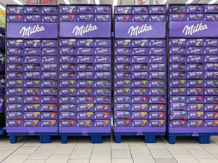 Milka chocolate on a pallet