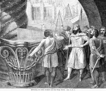 Building of the first temple on Mount Moriah