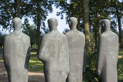 Sculpture group Trauernde Soldaten by Emil Krieger at the First World War One military cemetery Deutscher Soldatenfriedhof Langemark