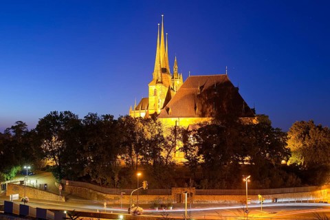 Severi Church and Erfurt Cathedral in the evening
