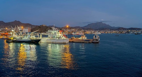 Ships Port Evening NightSao Vicente Mindelo Cape Verde
