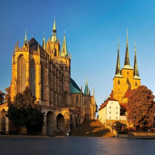 Erfurt Cathedral and Severi Church in early morning light