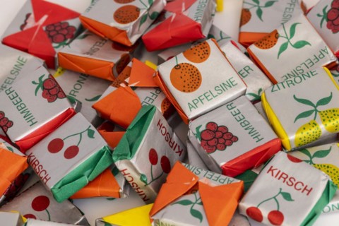 Chewy sweets in retro design