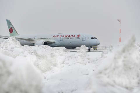 Air Canada in winter with snow