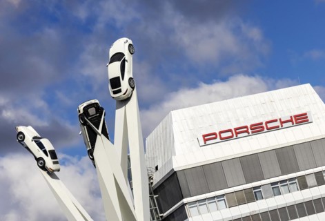Porscheplatz with Porsche headquarters