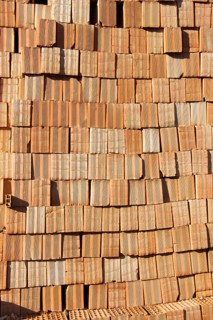 Pile of brick block used for industrial in residential building