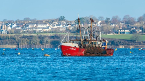Crab Fishing Boat on River Exe, Dawlish Warren, Exmouth, Devon, England, United Kingdom, Europe