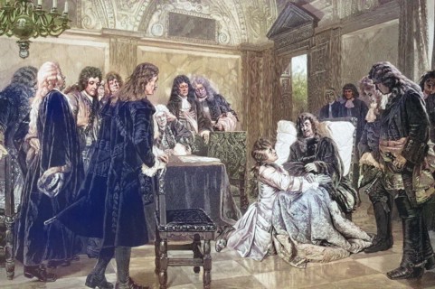 Frederick William of Brandenburg from the House of Hohenzollern had been Margrave of Brandenburg since 1640, here his last Council of State, Historical, digitally restored reproduction of an original ...