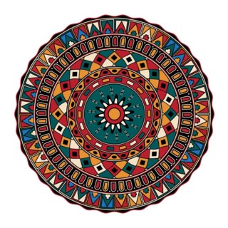 Decorative round tribal design element over white background, vector illustration