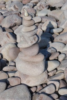 Pebble sculpture on a beach