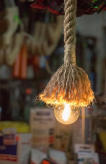 Decorative antique edison style filament light bulbs hanging