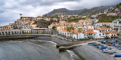 Fishing boats and houses, Camara de Lobos, Madeira, Portugal, Europe