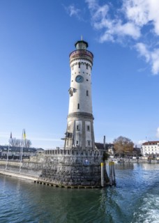 Pier with New Lindau Lighthouse, Lindau Harbour Entrance, Lindau Island, Lake Constance, Bavaria, Germany, Europe