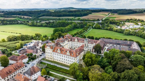 Aerial view, Residenz Ellingen, with the Ellingen estate and castle brewery, High Baroque, Ellingen, Franconian Lake District, Middle Franconia, Franconia, Bavaria, Germany, Europe