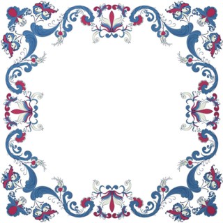 Vector floral frame with traditional Norwegian Rosemaling motif