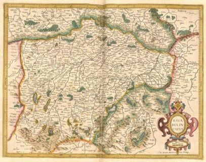 Atlas, map from 1623, Bavaria, Germany, digitally restored reproduction from an engraving by Gerhard Mercator, born as Gheert Cremer, 5 March 1512, 2 December 1594, geographer and cartographer, Europe