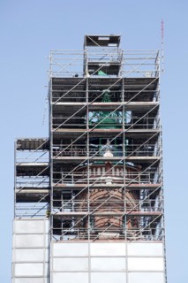 Construction site, scaffolding, lighthouse, Simon Loschen, Bremerhaven, Bremen, Germany, Europe