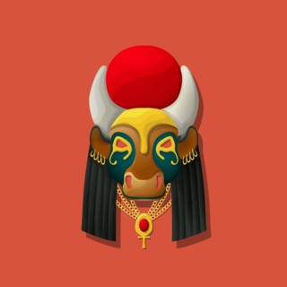 Mask of the Egyptian goddess Hesat, vector illustration