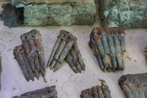 Cartridges of rusty bullet ammunition from the dardanelles war