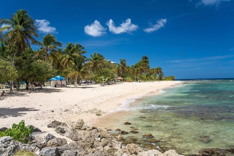On the beach Plage de la Chapelle, Anse Bertrand, Grande-Terre, Guadeloupe, France, North America