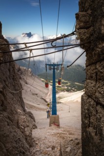 Gondola lift to Forcella Staunies, Monte Cristallo group, Dolomites, Italy, Dolomites, Italy, Europe