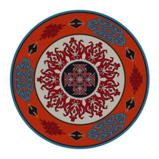 Traditional Kilim round decorative element, vector template