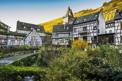 Historic half-timbered houses, Malerwinkel, Bacharach, Upper Middle Rhine Valley, UNESCO World Heritage Site, Rhine, Rhineland-Palatinate, Germany, Europe