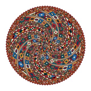 Decorative round tribal design element over white background, vector illustration
