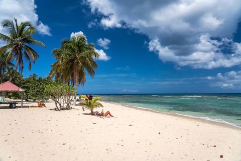 On the beach Plage de la Chapelle, Anse Bertrand, Grande-Terre, Guadeloupe, France, North America