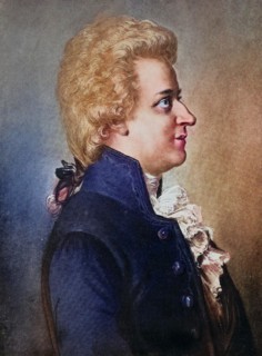 Wolfgang Amadeus Mozart, baptised as Johannes Chrysostomus Wolfgangus Theophilus Mozart, was a prolific and influential composer of the classical era, Historical, digitally restored reproduction of a ...