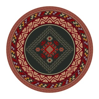 Traditional Kilim round decorative element, vector template