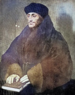 Desiderius Erasmus Roterodamus, known as Erasmus or Erasmus of Rotterdam, was a Dutch Renaissance humanist, Catholic priest, social critic, teacher and theologian, Historical, digitally restored repro...