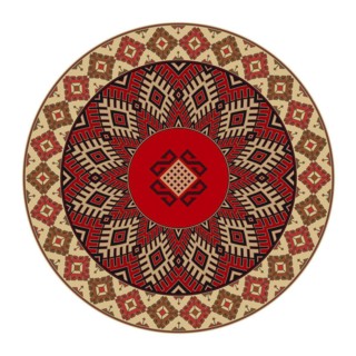 Traditional Kilim round decorative element, vector template