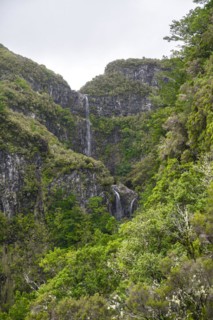Waterfall, Green Forest and Mountains of Rabacal, Paul da Serra, Madeira, Portugal, Europe